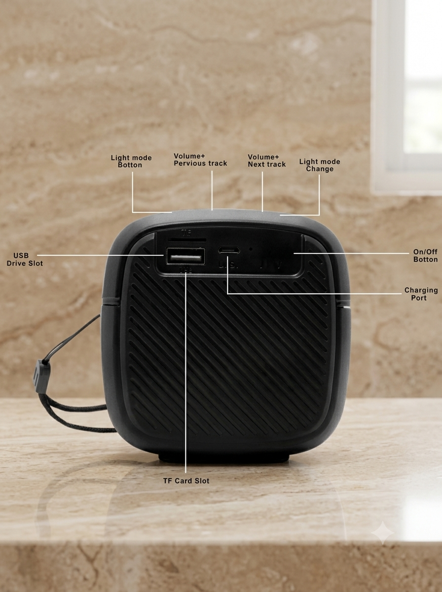 Portable 5W High Bass Bluetooth Speaker | Bluetooth 5.1 | Water Resistant | Up to 4H Playtime