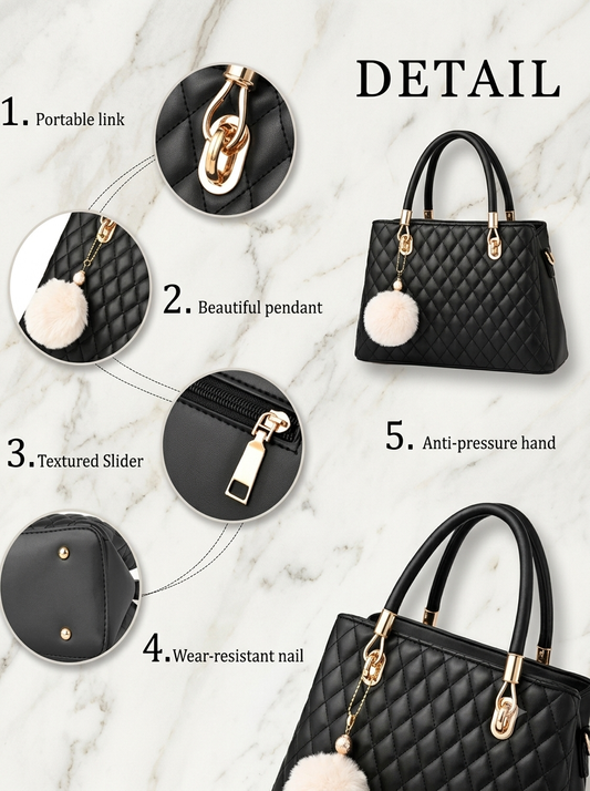 Elegant Quilted Women's Shoulder Tote Bag | Premium PU Leather Handbag | Stylish Everyday Purse