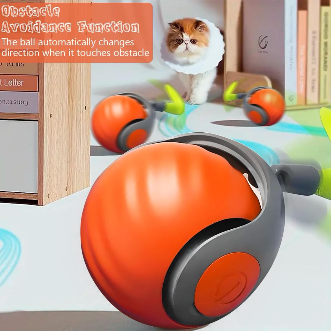 Smart Interactive Cat Ball Toy with Moving Tail | 360° Automatic Rolling & Rotating Rechargeable Cat Teaser Ball for Indoor Cats