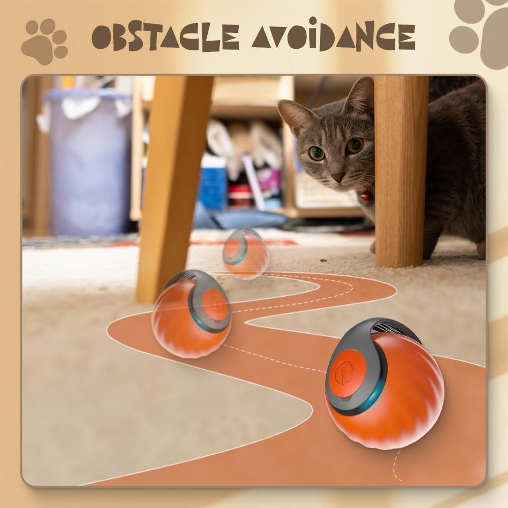 Smart Interactive Cat Ball Toy with Moving Tail | 360° Automatic Rolling & Rotating Rechargeable Cat Teaser Ball for Indoor Cats