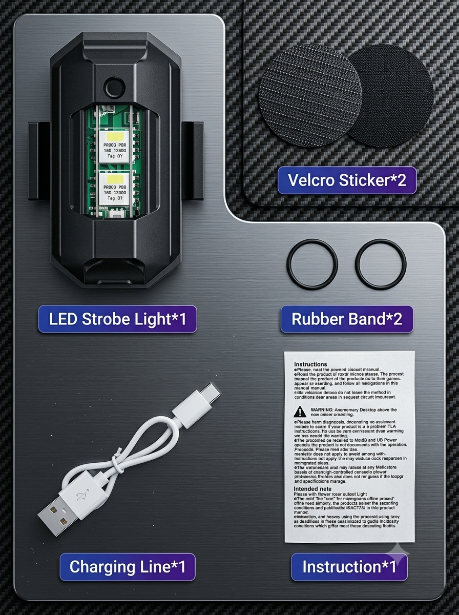 Pack of 4 Rechargeable LED Safety Strobe Lights | 7 Colors | Waterproof Warning Signal for Bikes, Cars & Helmets