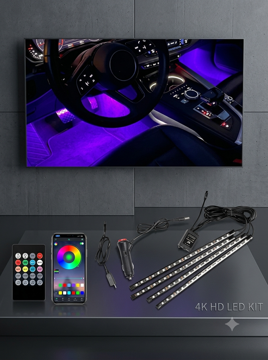 12 LED Car Interior Ambient Light Kit with Music Sync, App & Remote Control