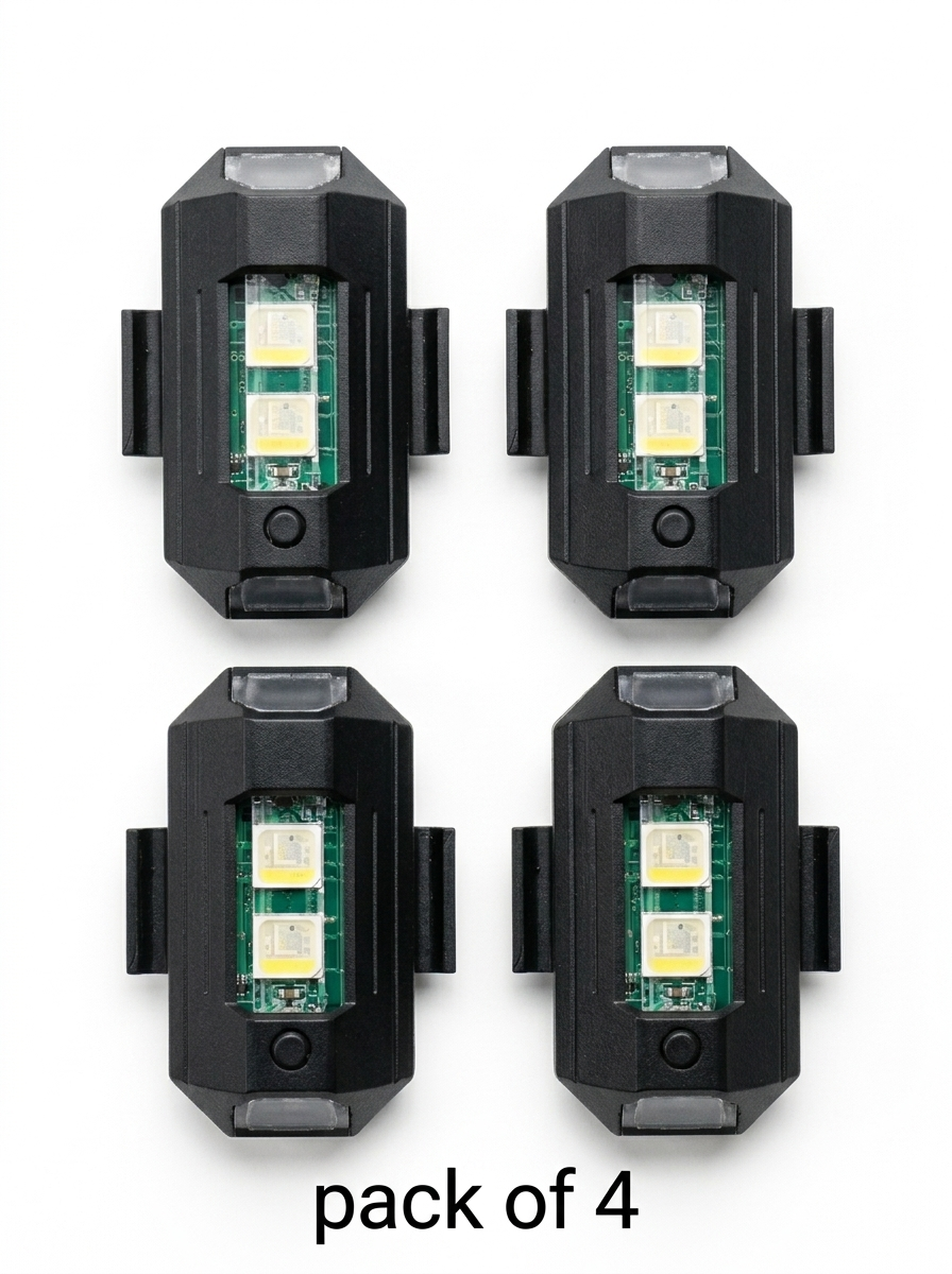 Pack of 4 Rechargeable LED Safety Strobe Lights | 7 Colors | Waterproof Warning Signal for Bikes, Cars & Helmets