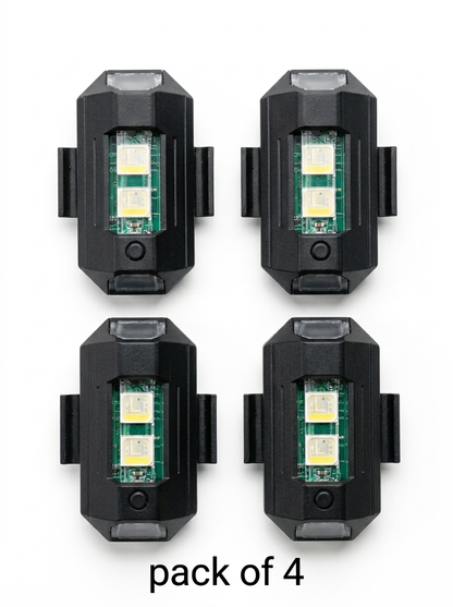 Pack of 4 Rechargeable LED Safety Strobe Lights | 7 Colors | Waterproof Warning Signal for Bikes, Cars & Helmets