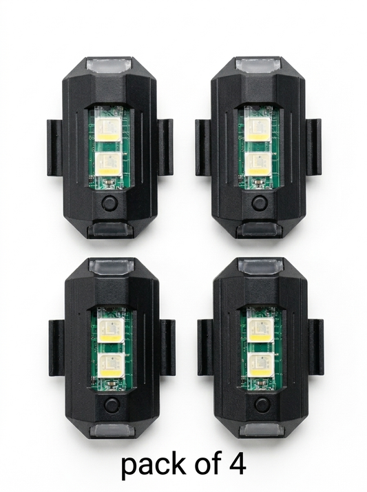 Pack of 4 Rechargeable LED Safety Strobe Lights | 7 Colors | Waterproof Warning Signal for Bikes, Cars & Helmets