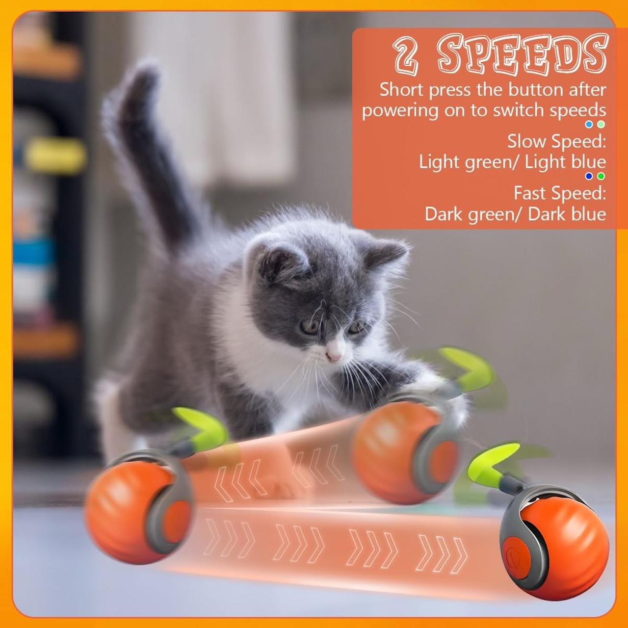 Smart Interactive Cat Ball Toy with Moving Tail | 360° Automatic Rolling & Rotating Rechargeable Cat Teaser Ball for Indoor Cats