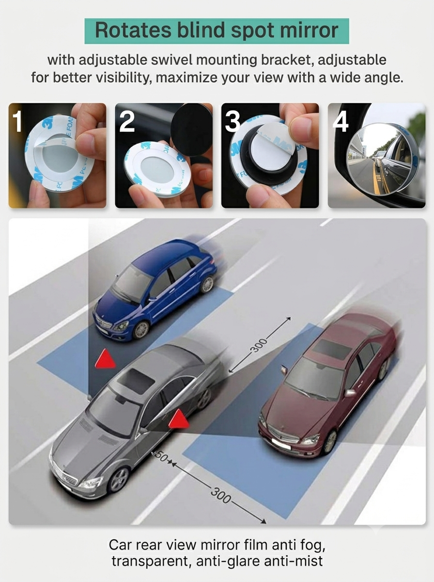 Car Blind Spot Mirror 2 Pc Set