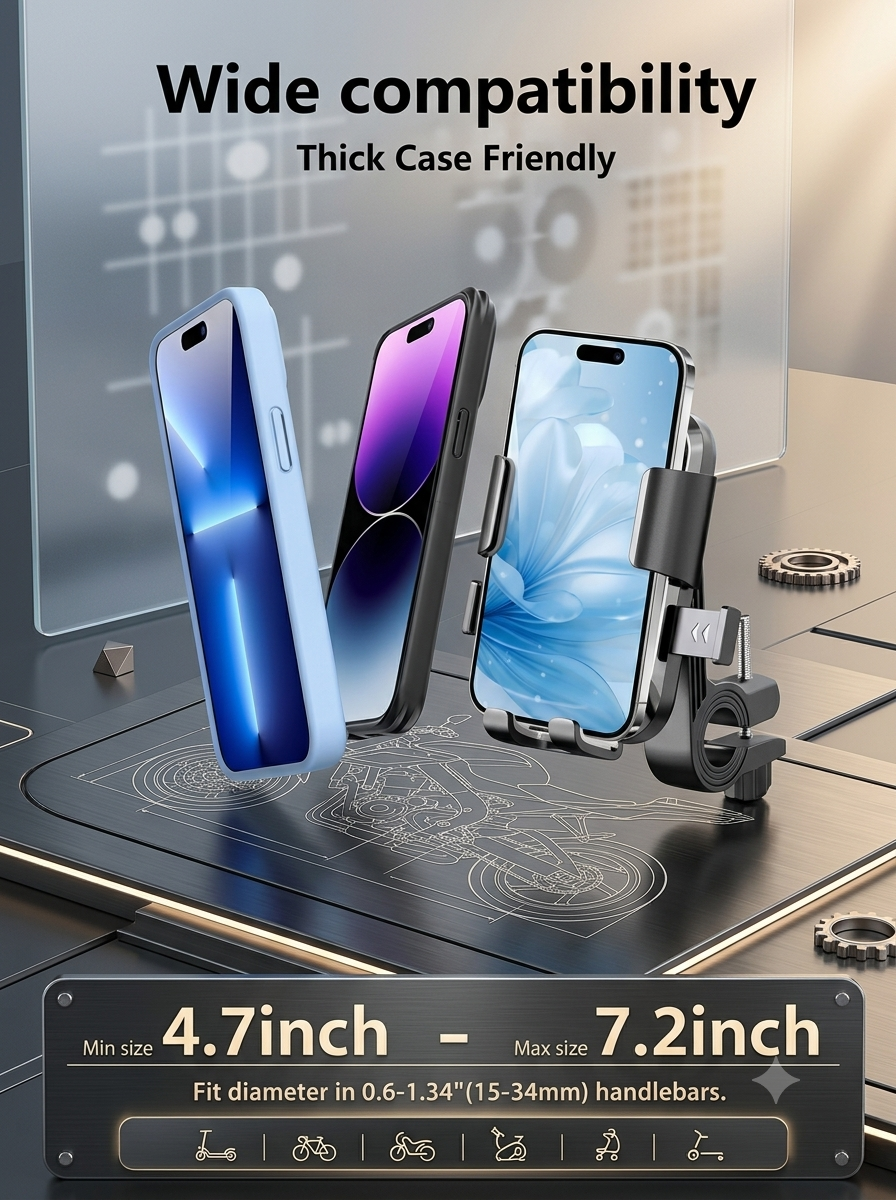 Hacksow 360° Rotatable Bike Mobile Holder | Secure Lock | Shockproof & Anti-Slip Design