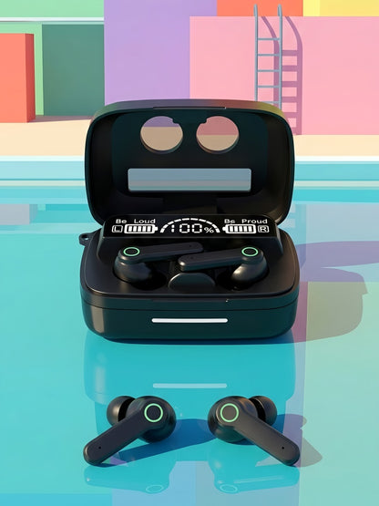 M 19 TWS Bluetooth 5.0 Wireless In Ear Earbuds Touch Waterproof LED Digital Display Bluetooth Headset (Black, True Wireless)
