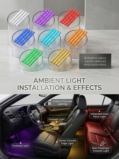 12 LED Car Interior Ambient Light Kit with Music Sync, App & Remote Control