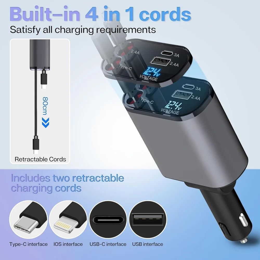 4-in-1 Fast Charging Car Charger