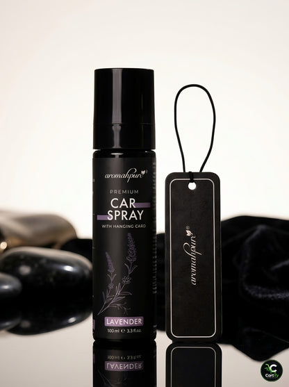 AROMAHPURE Lavender Car Perfume Spray | 100ml | Long-Lasting Freshness | With Hanging Card