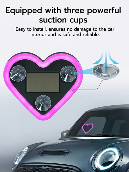 Heart Shaped LED Car Light – Rechargeable Solar Powered Romantic Ambient Neon Light for Car Interior & Window Decor