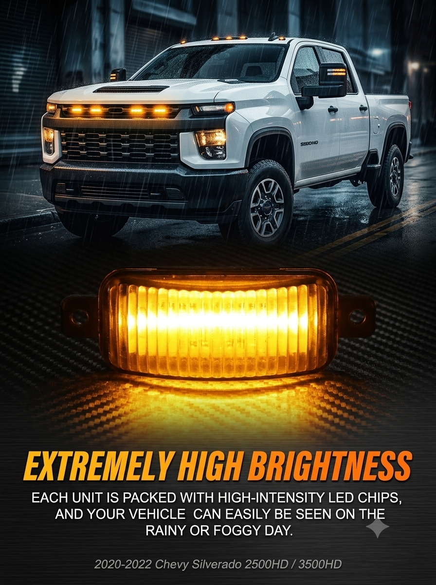 Premium 4x4 Front Grille LED Light – Universal Off-Road Amber Marker Lamp
