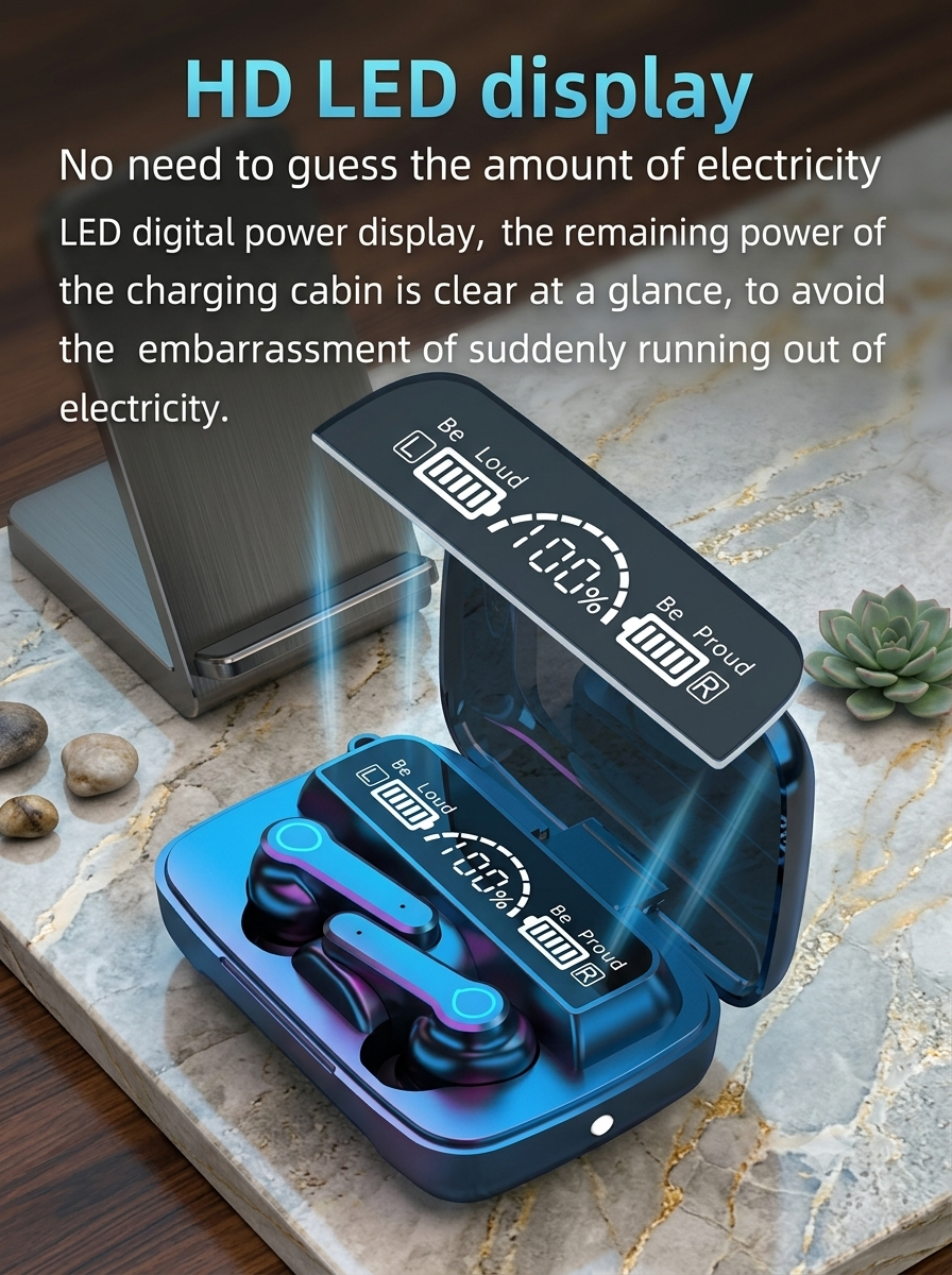M19 TWS Wireless Bluetooth Earbuds | Bluetooth 5.3 | LED Display | Noise Cancelling | Type-C Charging