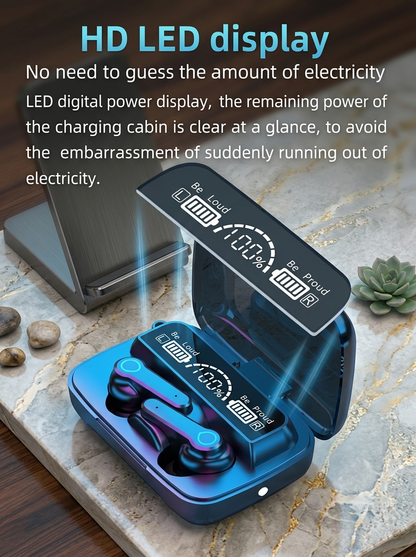 M19 TWS Wireless Bluetooth Earbuds | Bluetooth 5.3 | LED Display | Noise Cancelling | Type-C Charging