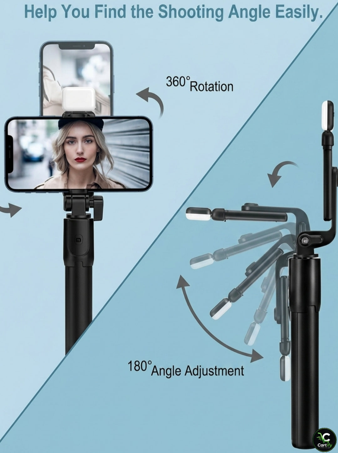 Eyug 3-in-1 Bluetooth Selfie Stick with Tripod Stand