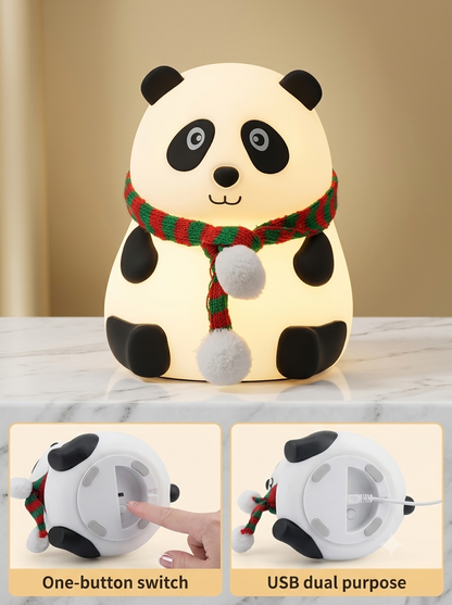 Crentila Rechargeable Panda Night Light – 7 Color LED Silicone Lamp for Kids & Nursery Decor