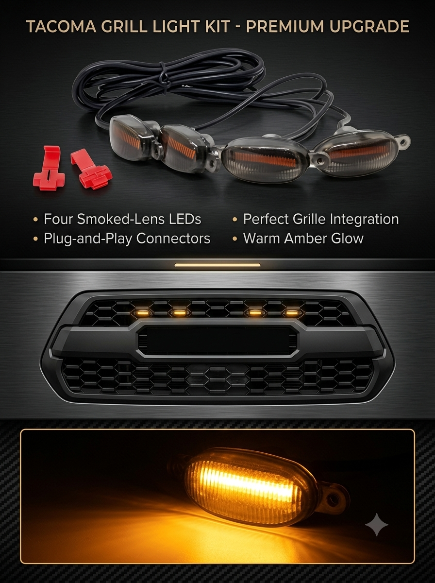 Premium 4x4 Front Grille LED Light – Universal Off-Road Amber Marker Lamp