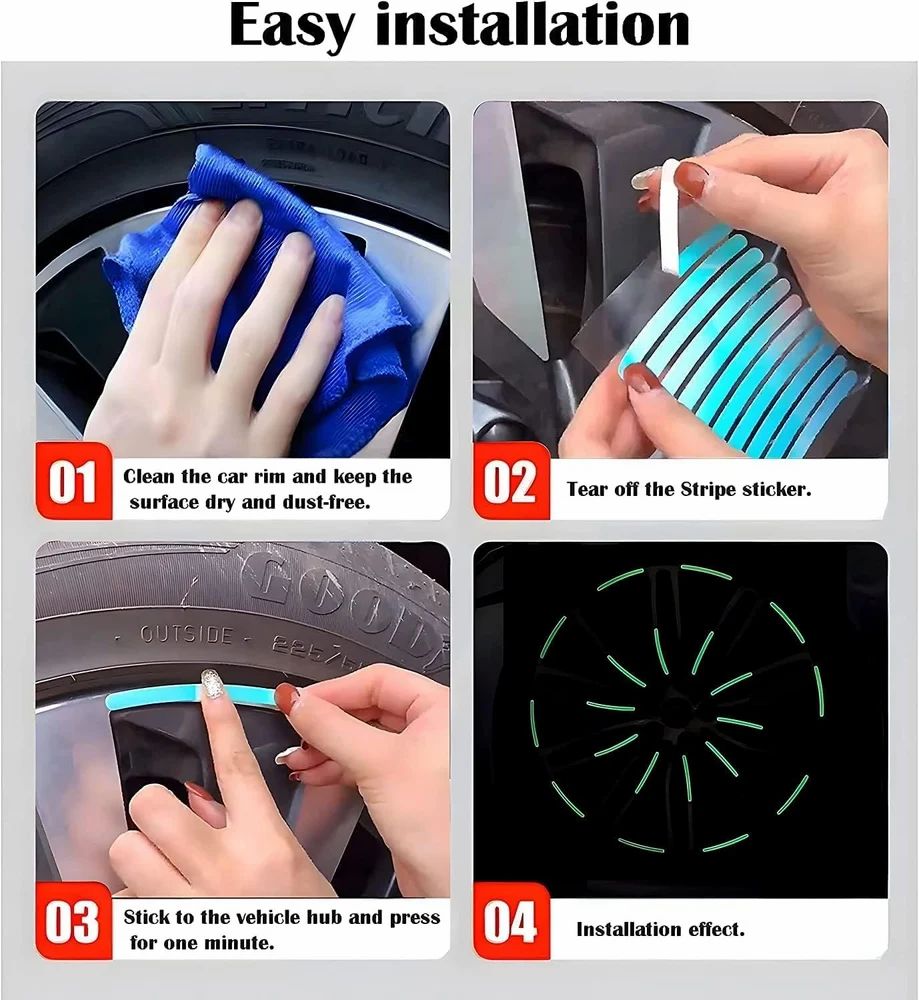 Reflective Car Wheel  Rim Stickers 20 Piece