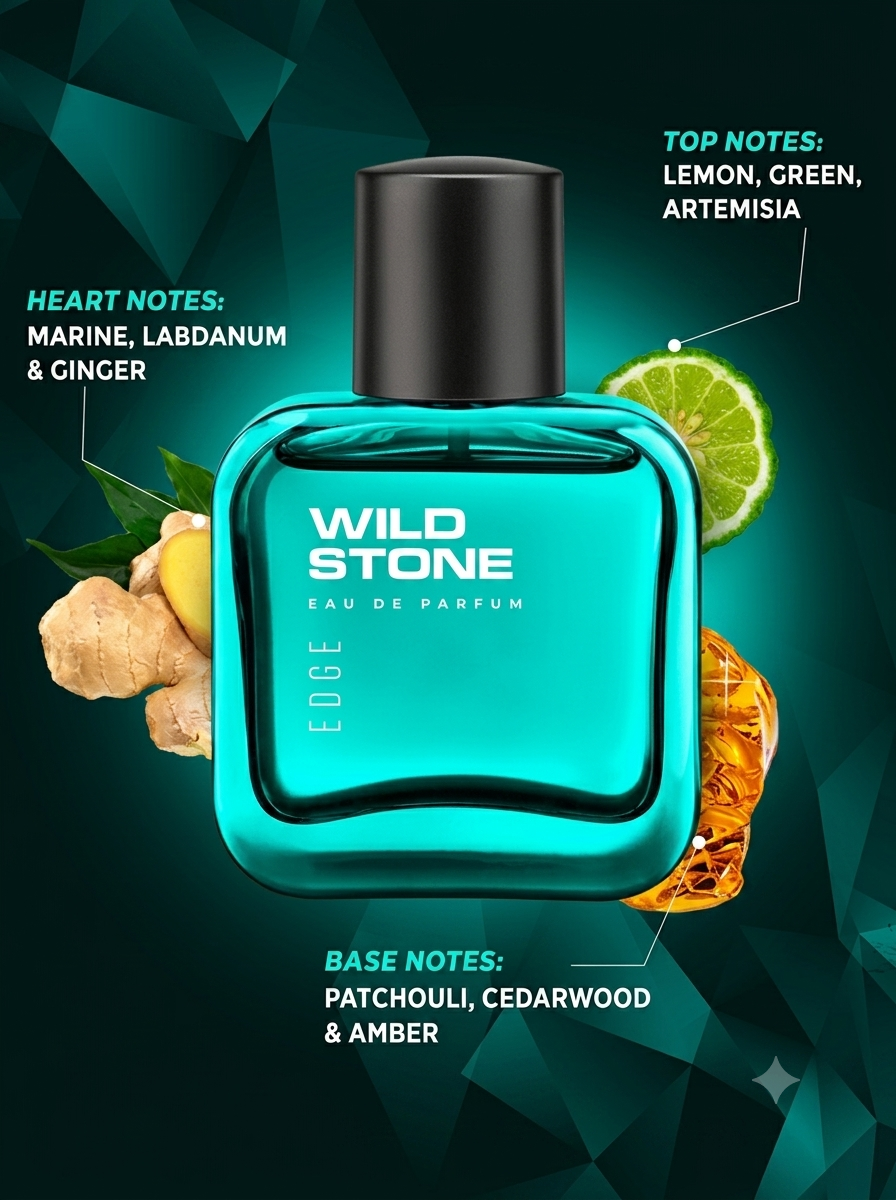 Wild Stone Edge Eau De Parfum for Men (50ml) | Long Lasting Woody Marine Fragrance