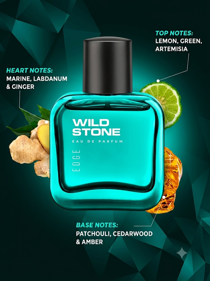 Wild Stone Edge Eau De Parfum for Men (50ml) | Long Lasting Woody Marine Fragrance