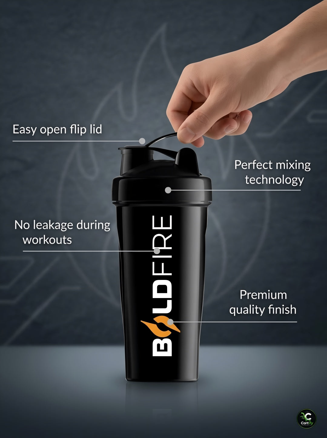 Premium Gym Shaker Bottle – Smooth Protein Mixing | Leakproof | 700ml(Black)