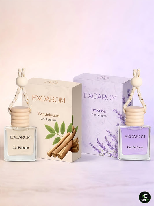 EXOAROM Hanging Pod Car Perfume Lavender & Sandalwood | Long-Lasting Freshness | Pack of 2